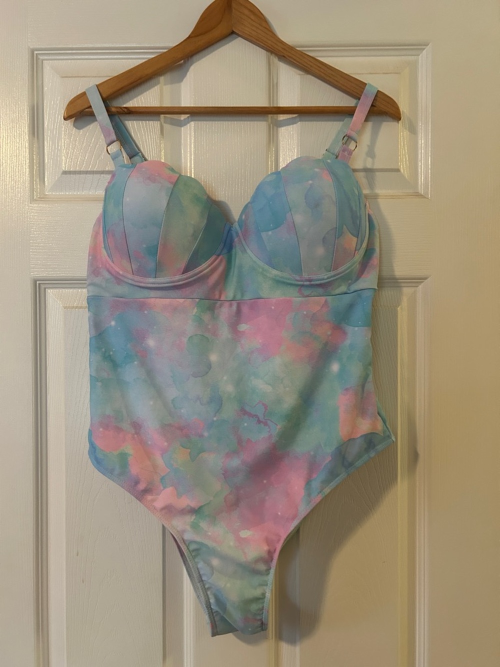 Pastel Tie-Dye One-Piece Swimsuit with Molded Cups